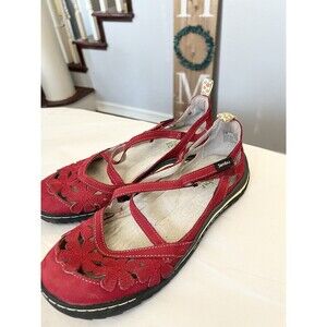 Jambu JBU Wildflower Womens Flat Red Vegan Shoes size 9.5 Mary Janes comfort